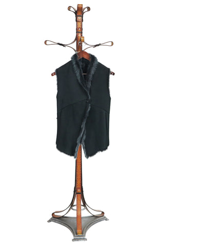 BRIE - Buttoned  Vest  (Toscana Lamb Black Suede Fur Black Snow Tip Interior)