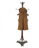 CHELSEA- S44542F. Zipped Closure Vest in Baby Lamb Suede Napa Genuine Ironed Wool Interior  With Fox Fur Hood and Collar Trims
