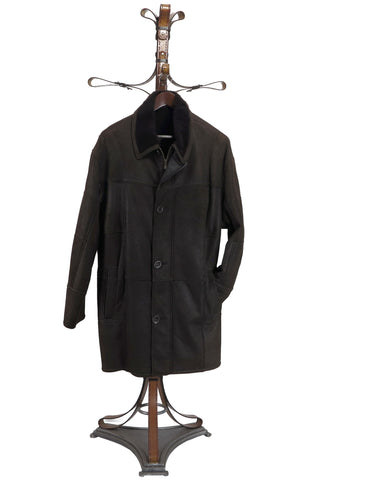 DAMON. S3434 - Baby Lamb Leather Coat (4 buttons Flap over with Under Zipped Panel Closure For Extra Protection)