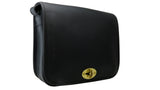 POLO (OSLO: C L & Lui messenger bag with solid brass turn lock flap attachment)