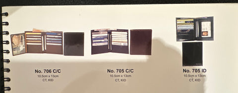 No 705 ID -CC Left Panel Only & ID’S Photos Right Panel Only. 2 back panel bills compartments. A Portefeuille from the past now back to the future for today needs only.