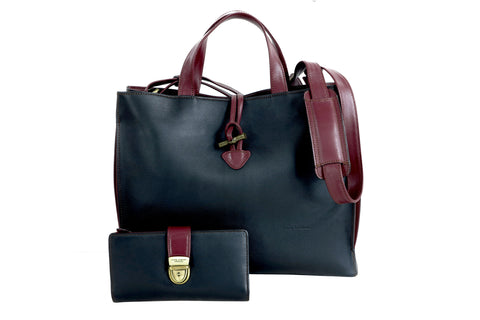 OXFORD H- BC A 4 Bicolour Classic Outside & Napa Trims (Handles with detachable and adjustable Shoulder Strap)