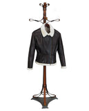 AMBER. S44490-  Fitted Flyer Brown Jacket in  Napa Super Light Weight) Ironed Natural Wool Interior