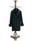 JULIA. S4291-Ladies Baby Lamb Black Suede Coat, Trims in Toscana Lamb Black Snow-Tip Fur. Special 30 % off marked price. One only In stock to be cleared.